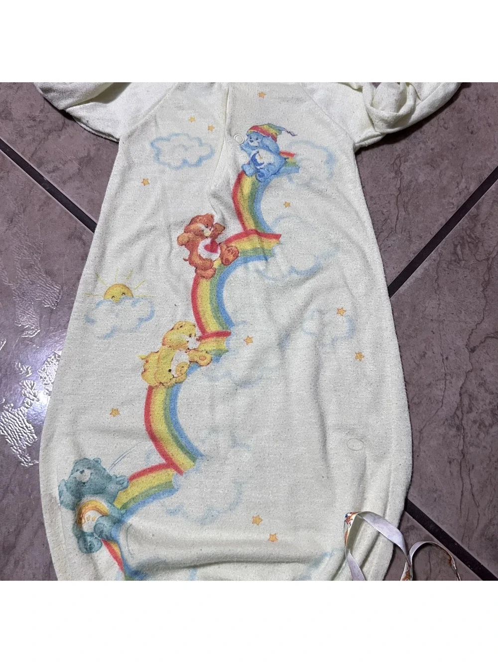 Vintage Carters Care Bear Baby Sleep Sack Gown Pajamas Mittens USA Layette Size